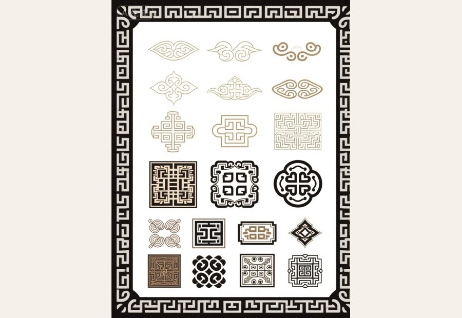 中国风复古传统纹样装饰图案集插画 | AI智能生成设计模板-千图AI