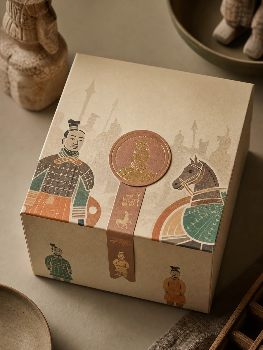 秦俑图标年轻文创礼盒效果图