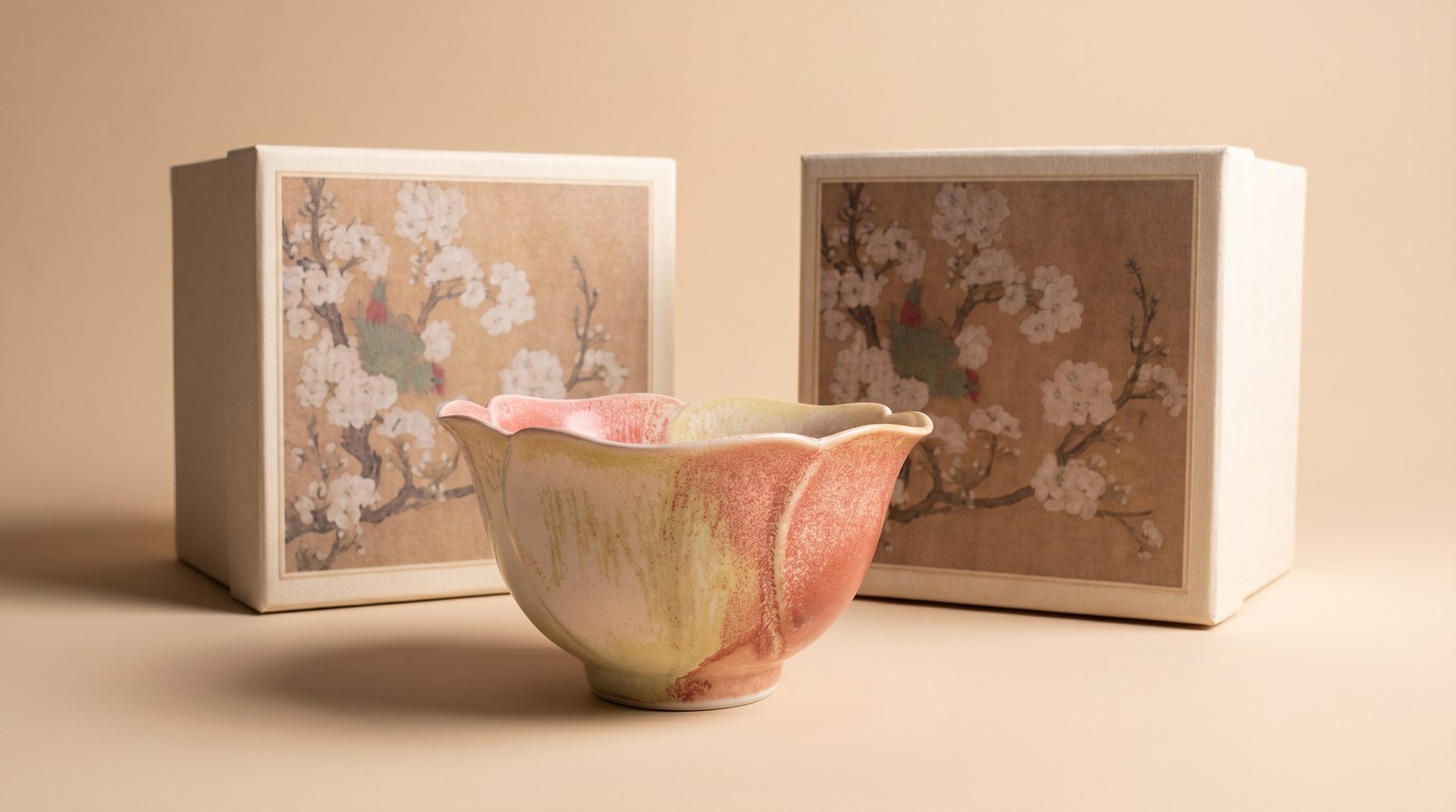 花瓣杯与花卉画面盒影