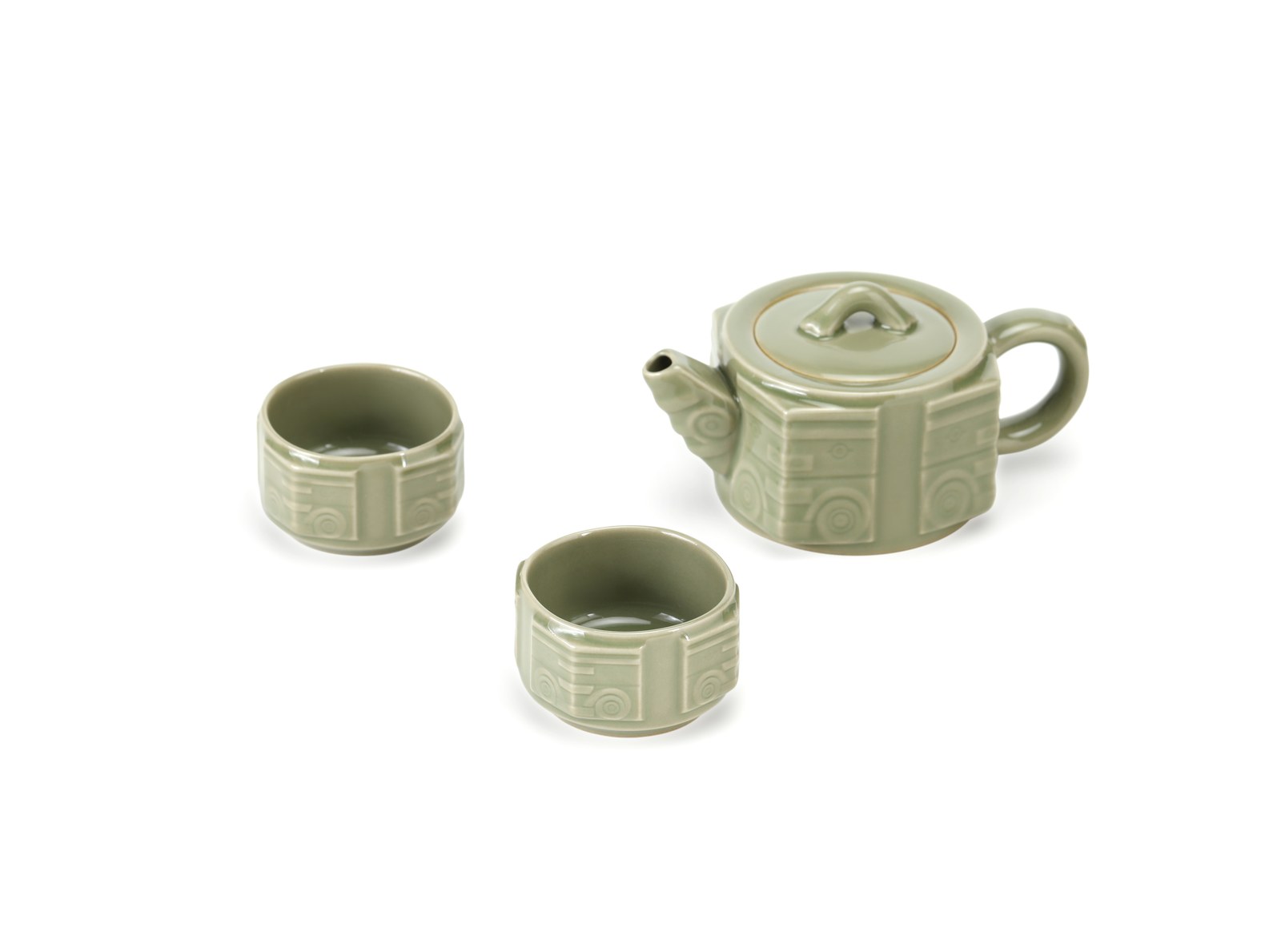 一壶二杯越窑青瓷茶具套装产品图