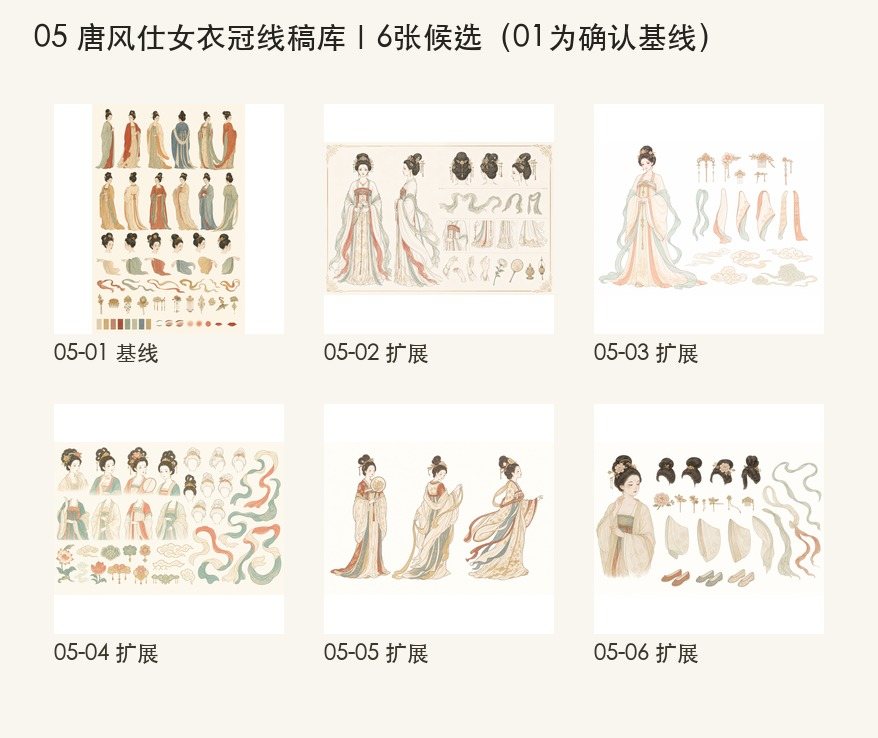 唐风仕女衣冠线稿库