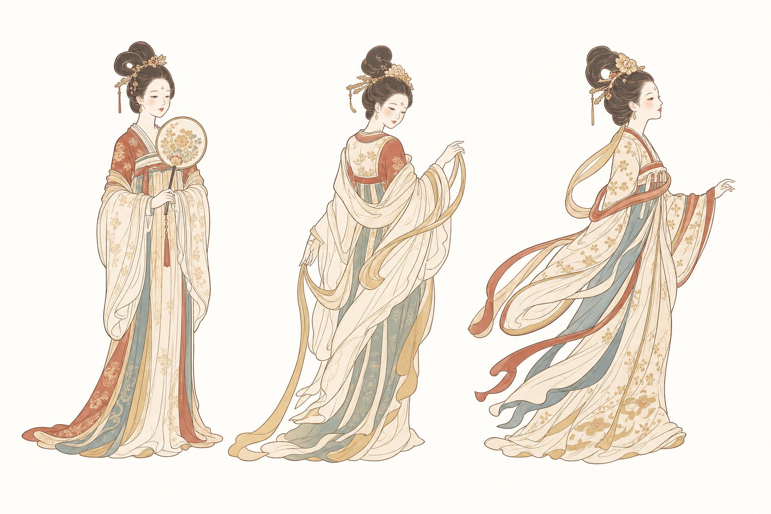 G05-05 唐风仕女衣冠线稿库